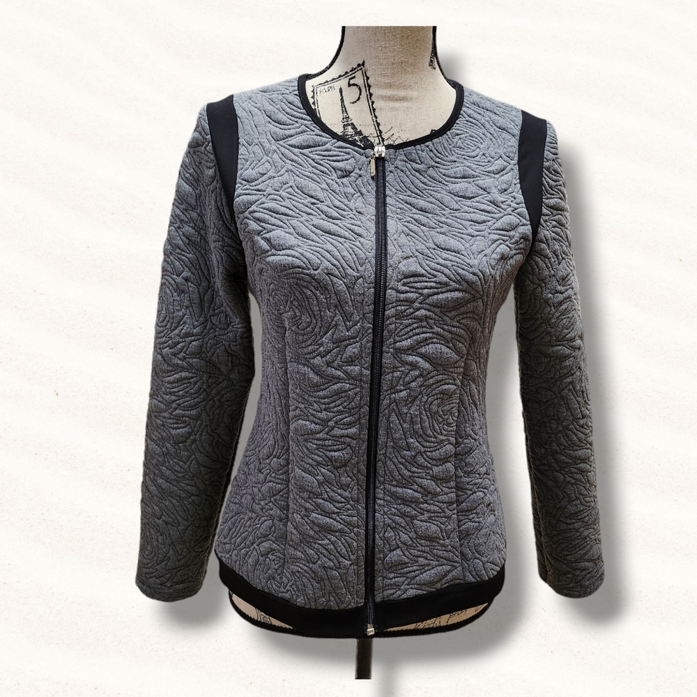 Papillon Blanc Womens  Jacket/ Sweater Full Zip Gray Size M
